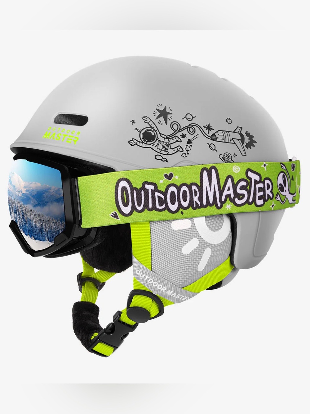OutdoorMaster Kids Ski/Snowboard Helmet with Goggles - SIZE S